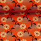 Preview: Baumwollcanvas Rocha Blumen, Streifen türkis/orange by Swafing